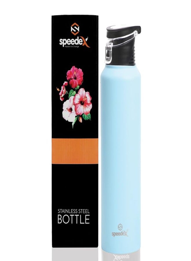 Speedex Stainless Steel Pastel Blue Water Bottle 1 Litre with Flipper Cap | Leak Proof & BPA Free | Fridge Safe Bottle for School, Gym, Office | For Boys, Girls, Men, Women, Kids - Image 1